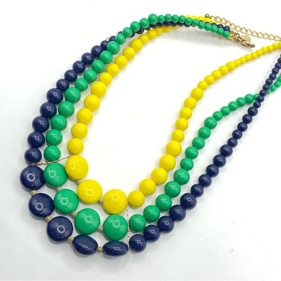 CHARMIMG CHARLIE Yellow Green Blue Acrylic Beads Statement Necklace - Picture 3 of 5